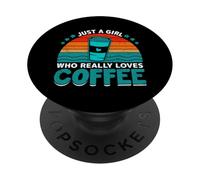 Juste Une Fille Qui Aime Vraiment Le café PopSockets PopGrip Adhésif