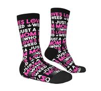 Juste Une Maman Qui Aime L'Herbe Chaussettes Fantaisie Chaussettes Sport Antibactérien Crew Socks Pour Femme Cyclisme Travail 40Cm