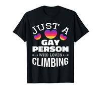 Juste une personne gay qui aime l'escalade lgbt rainbow T-Shirt