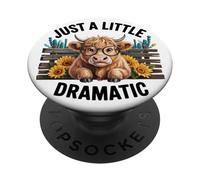 Juste Une Petite Vache Dramatique des Highlands, Une génisse drôle PopSockets PopGrip Adhésif