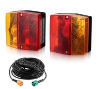Justech 2 Feux Arrière de Remorque LED 7 Broches avec Câble en Y de 7,5 m, étanche IP65 Deux Câbles Indépendants Halogène Certifié ECE Feu Arrière 12V pour Voiture et Camion