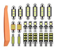 Justech 22pcs Kit d'Ampoules LED sans Erreur Lot de 20 Can-bus Ensemble de Rechange Lumières Festoon Navette C5W T10 168 194 2825 Xenon pour l'Intérieur de Voiture Plaque d’Immatriculation-Blanc