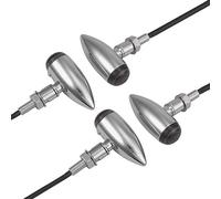 Justech 4 x Clignotant Moto Indicateurs Clignotants Bullet-Forme Feux Additionels Lumière Ambre 12V Universel pour Moto Scooter Cruiser Quad Off-Road-Argent