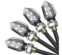 Justech 4PCS Amber Universel Moto Clignotant LED à 5 LEDs Boulon M8 Étanche IP65 E-mark E24 ECE R50 Mini Clignotant 3528 Lampe Perles 12V avec 50 Mètres de Câble pour Moto Bicyclette Scooter…