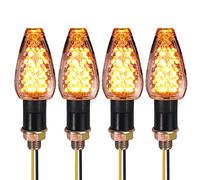 Justech 4pcs E-Marqué Clignotants LED Moto Feu Clignotant Indicateur 14LEDs Étanche Lumière Ambre 12V pour M10 Universel Moto Scooter Cruiser Quad Off-Road