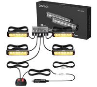 Justech 6LED Lampe Stroboscopique Lumière Avertissement de Danger Balise d'Urgence Clignotant avec Boîte de Commande Principale 12V 24V Universel pour Véhicule Remorque Caravane Camping-Car Van