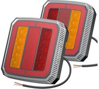 Justech Feux Arrière Remorque 40 LEDs Feux Remorque Homologués E-mark, Feux de Remorque Montage à Vis Câble de 7,35m 7 Broches avec 4 Fonctions pour Remorque, Camion, Tracteur 12V/24V
