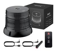 Justech Gyrophare Lumière 72LED Stroboscopique Homologuée E57, Lumière d'Avertissement 12V/24V Sans Fil Ambre avec Télécommande, Étanche IP65, 6 Modes de Flash pour Camion, Remorque, Tracteur