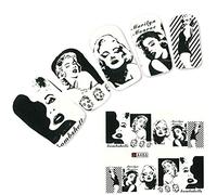 JUSTFOX - Tatouage Nail Art Marilyn Monroe noir et blanc 1950 ongles autocollants