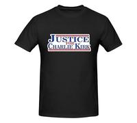 Justice for Charlie Kirk T-Shirt à Manches Courtes et col Ras du Cou « Justice pour Charlie Kirk » pour Homme, en Coton