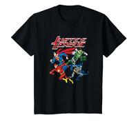 Justice League Pixel League Superheroes T-Shirt, Enfant, Noir, 8 Ans