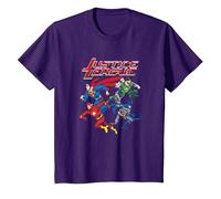 Justice League Pixel League Superheroes T-Shirt, Enfant, Violet, 8 Ans