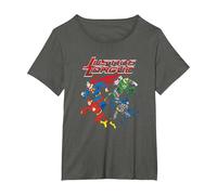 Justice League Pixel League Superheroes T-Shirt, Femme Grandes Tailles, Asphalte, 3X