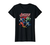 Justice League Pixel League Superheroes T-Shirt, Femme, Noir, 3XL