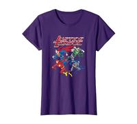 Justice League Pixel League Superheroes T-Shirt, Femme, Violet, 3XL