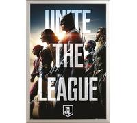 Justice League - Poster - Heroes - Stand + cadre interchangeable, Shinsuke® Maxi aluminium argenté, vitre acrylique