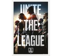 Justice League - Poster - Heroes - Stand + cadre interchangeable, Shinsuke® Maxi MDF blanc, vitre acrylique