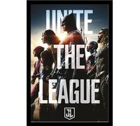 Justice League - Poster - Heroes - Stand + cadre interchangeable, Shinsuke® Maxi MDF noir, vitre acrylique
