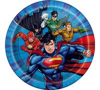 Justice League - Superheld - Wegwerf-Teller 8er-Pack SG34080 (Einheitsgröße) (Blau/Bunt)