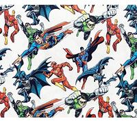 Justice League Tissu pour enfant - Superman Batman Green Lantern Flash Super Heros 100 % coton 147 cm de large - Tissu de bricolage au mètre (89972MSA)