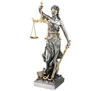 Justice romaine de 33 cm avec épée, balance et code des lois affinés à la feuille d'or