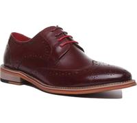 JUSTINREESS England Dover Chaussures Richelieu en Cuir pour Homme Effet Bois avec Bordures colorées pour Un Style Polyvalent, Bordeaux, 48 EU (EU 48)