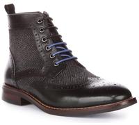 JUSTINREESS ENGLAND Hi Kennedy Bottines à lacets en cuir bicolore pour femme, Noir, 40 EU (EU 40)