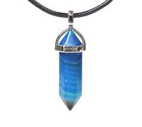 justinstones Collier en cuir véritable avec pendentif chakra reiki hexagonal en pierre précieuse naturelle 45,7 cm, Pierre, Agate