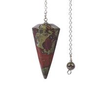 Justinstones Pendentif en forme de chakra de Reiki en forme de roche en forme de pendule Jaspe de sang.