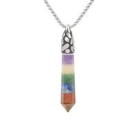 Justinstones Pendentif hexagonal pointu Reiki Chakra Collier en acier inoxydable 50,8 cm Boîte cadeau en fer, 50mm, Pierre, Pas de pierre précieuse