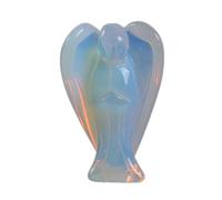 Justinstones Statuette ange gardien de poche sculptée en pierre de lune opalite - 5,1 cm