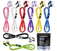 JustJamz® Lot de 50 écouteurs Intra-Auriculaires avec Microphone pour écoles, salles de Classe, bibliothèques, musées, etc. Écouteurs Intra-Auriculaires filaires avec Micro