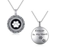 JUSTKIDSTOY Collier avec pendentif urne en forme de patte en argent sterling S925 pour animal domestique, chat, chien, cendres funéraires, médaillon souvenir., Métal
