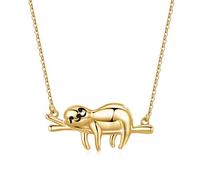 JUSTKIDSTOY Collier en argent sterling avec pendentif paresseux Slow Down Be Happy Slider en forme de paresseux, Argent sterling
