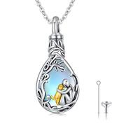 JUSTKIDSTOY Collier urne funéraire en argent sterling S925 pour cendres de chien/chat/colibri pour femme, mm, Argent sterling, Pierre de lune