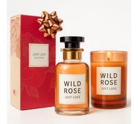 JustLove Bougie Parfumée + Diffuseur Parfum en Coffret Cadeau, Rose Sauvage, Doux Parfum de Rose pour la Détente et le Bien-être. Idéal comme Cadeau pour Femmes, Cadeaux de Noël, pour Partenaire