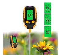 Justmetr PH mètre de sol amélioré 4 en 1, testeur d'humidité numérique, testeur d'humidité pour plantes, humidimètre, lumière et testeur de pH pour plantes en pot, jardins, pelouses