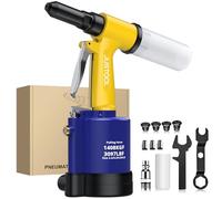 JUSTOOL Jeu de Pistolet à Rivets Pneumatiques avec 4 Buses (2,4 mm, 3,2 mm, 4,0 mm, 4,8 mm) et 3 Mâchoires, Pistolet Riveteuse 1408KGF