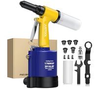 JUSTOOL Riveteuse Pneumatique avec 5 Buses 2,4 mm, 3,2 mm, 4,0 mm, 4,8 mm, 6,4 mm, 1780KGF Pistolet de Rivetage Hydraulique Auto-amorçant