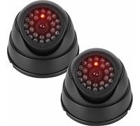 JUSTOP Caméra de vidéosurveillance factice en forme de dôme pour extérieur/intérieur étanche avec lumière LED réaliste - Noir (2) JT-DMC-D-2BK