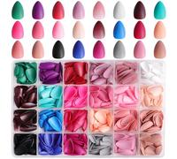 JUSTOTRY 24 Packs (576 PCS) Mat Amande Faux Ongles Kit Court,Uni Press on Nails avec Patch,Reutilisable Ovale Faux Ongle avec Colle Pour Femme et Ado,Almond Faux Ongles à Coller Nail Art
