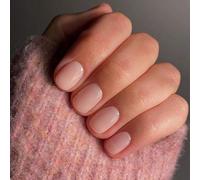 JUSTOTRY 24 Pcs Nude Uni Carrés Faux Ongles Court Motif,Glossy French Press on Nails Courts,Blanc Faux Ongle avec Colle Pour Femme et Ado,Square Faux Ongles à Coller Nail Art Cadeaux