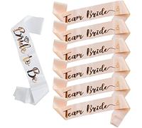 JUSTOTRY 7 pcs Haute Qualité Echarpe Evjf Kit-1 Blanc Bride to Be et 6 Team Bride Écharpe,Enterrement de Vie de Jeune Fille Accessoires avec Rose Gold Font, Evjf Accessoire pour Poule de Mariage
