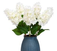 Justoyou Lot de 3 Fleurs artificielles Hortensias, Fleurs artificielles Hydrangea à tige longue réaliste, Bouquets de fleurs artificielles Hydrangea de 75 cm à toucher réel pour mariage, fête à la