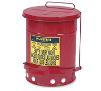 Justrite 09700 Poubelle de sécurité en acier galvanisé rouge avec levier à pied - Capacité de 75 litres