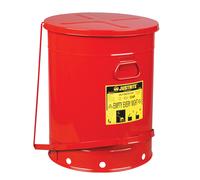 Poubelle à Déchets Huileux en Acier avec Couvercle à Commande Pied, 80 L, Rouge