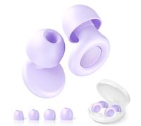 JUSTRVN Lot de 2 paires de bouchons d'oreilles pour dormir, réduction du bruit pour concert et étude, protection auditive -30 dB avec 4 embouts de taille, bouchons d'oreilles réutilisables en silicone