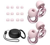 JUSTRVN Lot de 2 paires de bouchons d'oreilles réutilisables avec réduction du bruit avec 8 paires d'embouts et étui, protection auditive pour concert, voyage, travail, événements en direct - 25 dB à