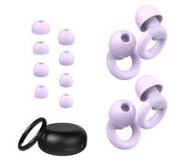 JUSTRVN Lot de 2 paires de bouchons d'oreilles réutilisables pour réduire le bruit de 25 dB à 30 dB avec 8 embouts auriculaires, protection auditive douce pour concert, sensibilité au bruit, étude et