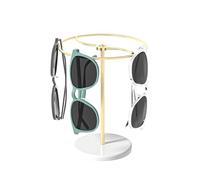 Justsoso Support de rangement rotatif à 360° pour lunettes de soleil, support pour lunettes de nuit, bureau, chambre à coucher ou magasin (cadre en métal + base en acrylique) (doré)